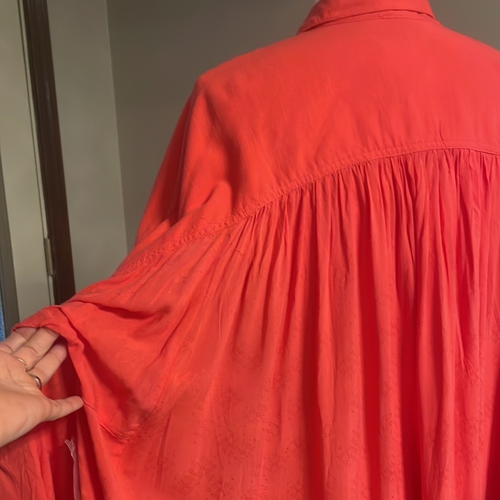 FREE PEOPLE women’s OVERSIZED LOVELY DAY button up collared SHIRT pockets Small - Picture 11 of 15